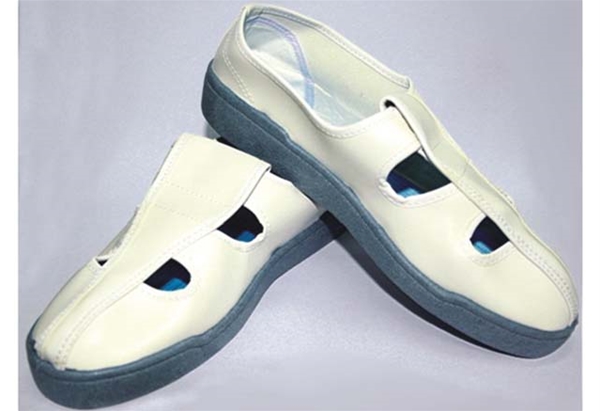 PVC灰底白面导电四眼鞋